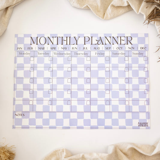 Lilac Checkers Monthly Planner