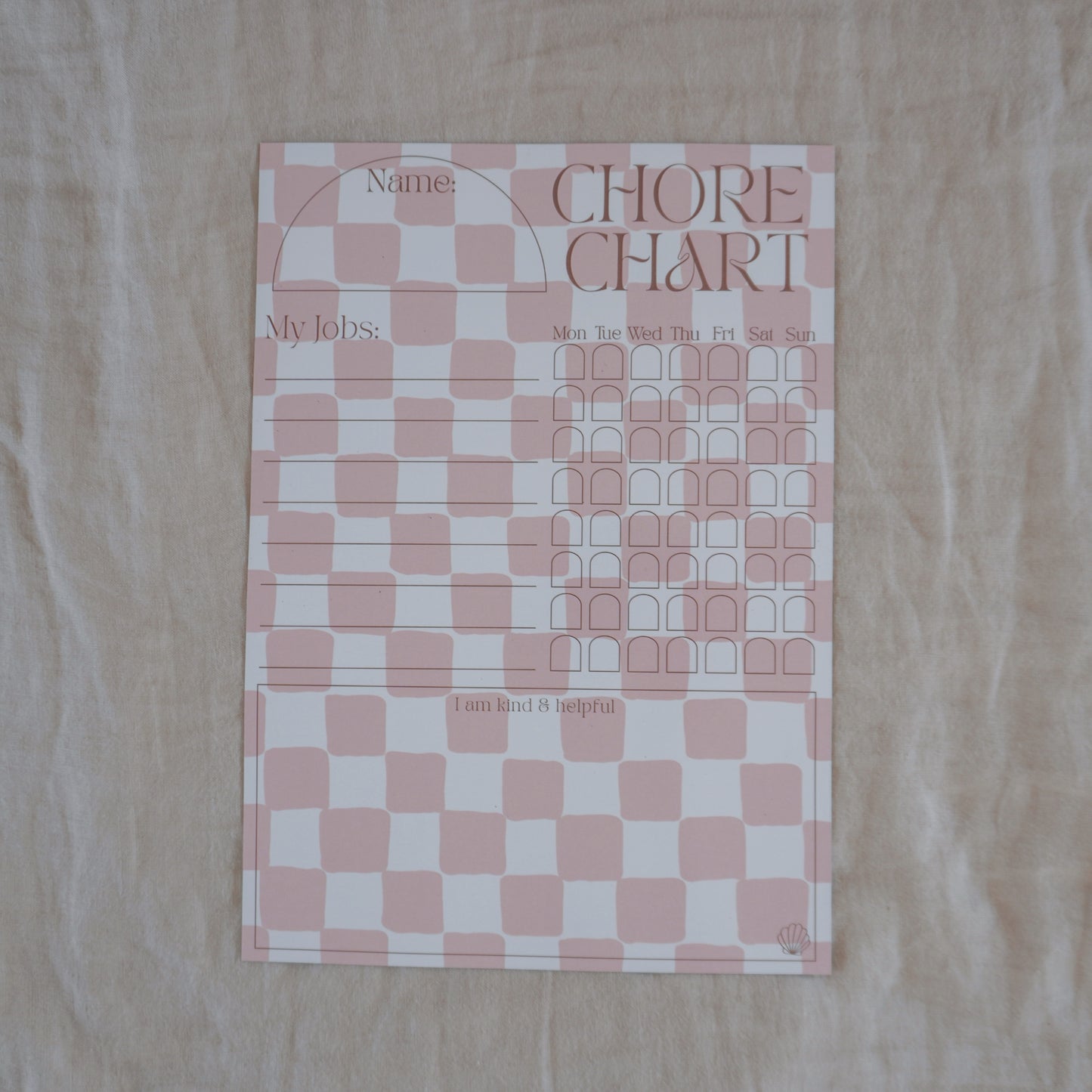 Peach Checkers Chore Chart