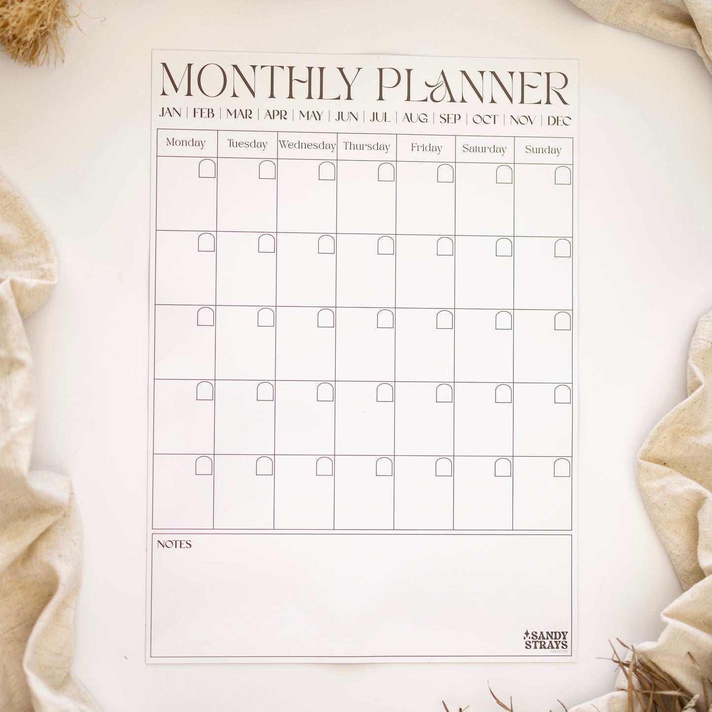 Coconut Vertical Monthly Planner