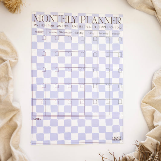 Lilac Checkers Vertical Monthly Planner